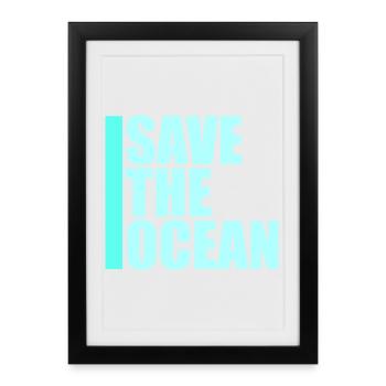 Déclaration environnementale pour l’activisme Sauver l’océan - Affiche encadrée (27 × 37 cm) - noir - Devant