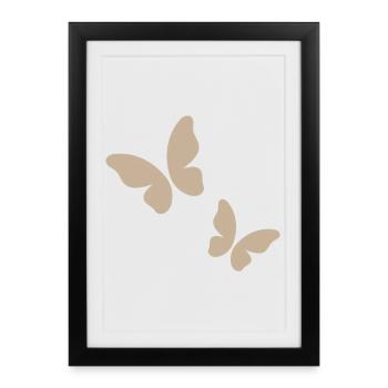 Motif papillon beige - Affiche encadrée (27 × 37 cm) - noir - Devant