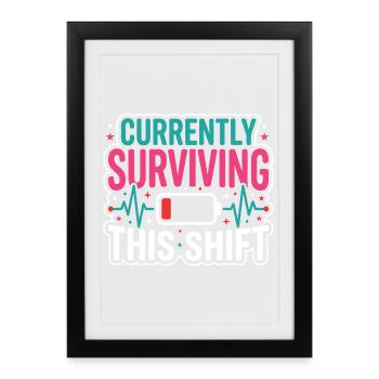 Night Shift Nurse, Tired - Framed poster (27 × 37 cm) - black - Front
