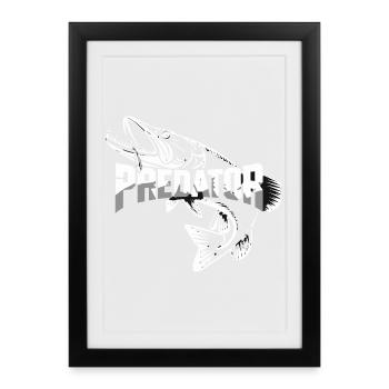 Predator Predator Fishing Pike For Hardcore - Framed poster (27 × 37 cm) - black - Front