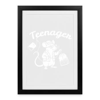 Adolescent Souris Scientifique - Affiche encadrée (27 × 37 cm) - noir - Devant