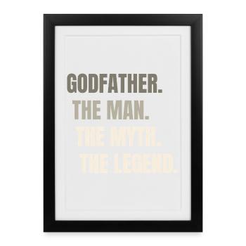 La légende du mythe de l’homme — Typographie audacieuse - Affiche encadrée (27 × 37 cm) - noir - Devant