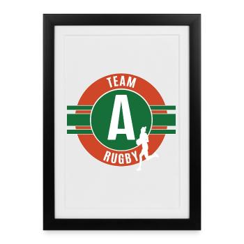 Rugby Team A Team Player Game - Framed poster (27 × 37 cm) - black - Front
