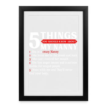 T-shirt de la liste de nounou folle - Affiche encadrée (27 × 37 cm) - noir - Devant