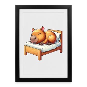 Capybara Sleeping - Framed poster (27 × 37 cm) - black - Front