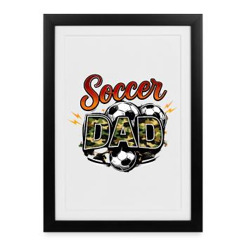 Papa footballeur - Affiche encadrée (27 × 37 cm) - noir - Devant