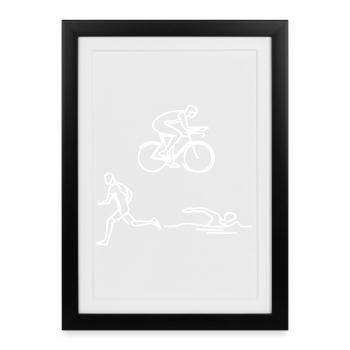 Triathlon Sketch - Affiche encadrée (27 × 37 cm) - noir - Devant