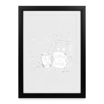 Knowledge Chaos: Coffee Break Office Gift - Framed poster (27 × 37 cm) - black - Front