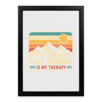 La course en sentier est ma thérapie - Affiche encadrée (27 × 37 cm) - noir - Devant