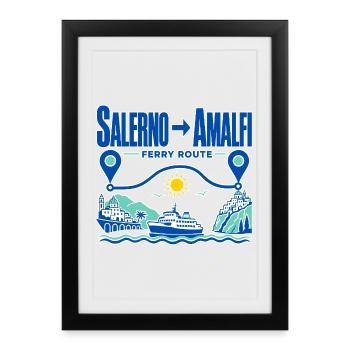Salerno Amalfi Ferry Route Travel Souvenir - Framed poster (27 × 37 cm) - black - Front