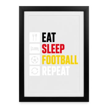 Mange Dors Football Répété Fan d’Allemagne - Affiche encadrée (27 × 37 cm) - noir - Devant