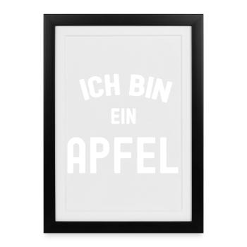ICH BIN EIN APFEL Kostüm Fasching Karneval Äpfel - Gerahmtes Poster (27 × 37 cm) - Schwarz - Vorne