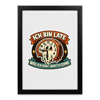 Spätzeit Wecker-Meltdown - Gerahmtes Poster (27 × 37 cm) - Schwarz - Vorne