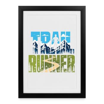Coureur de trail - Affiche encadrée (27 × 37 cm) - noir - Devant