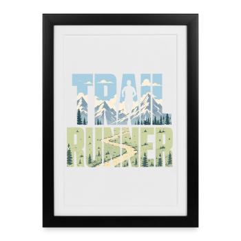 Coureur de trail - Affiche encadrée (27 × 37 cm) - noir - Devant