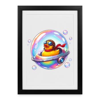 Starduck Space Globe - Framed poster (27 × 37 cm) - black - Front
