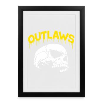 Outlaws Skulls Drip Graphic - Gerahmtes Poster (27 × 37 cm) - Schwarz - Vorne