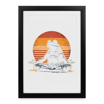 Idée cadeau de grenouille de yoga - Affiche encadrée (27 × 37 cm) - noir - Devant