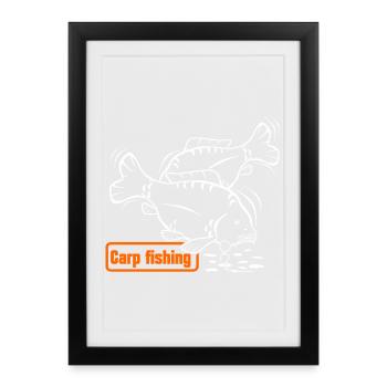 Fische_angeln_001_carp_fishing - Affiche encadrée (27 × 37 cm) - noir - Devant