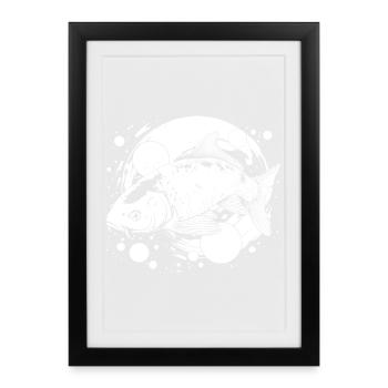 Art de rue de pêche - Affiche encadrée (27 × 37 cm) - noir - Devant