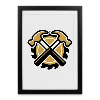 Logo du marteau Zimmermann - Affiche encadrée (27 × 37 cm) - noir - Devant
