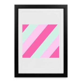 Pastel Diagonal Stripe Cascade - Framed poster (27 × 37 cm) - black - Front