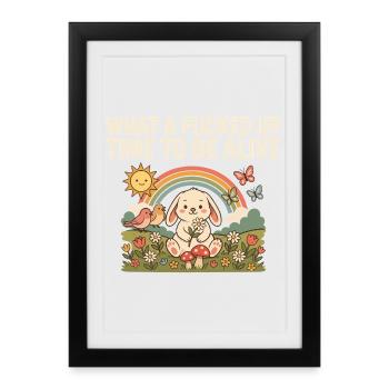 What A Fucked Up Time To Be Alive Funny Bunny Tee - Framed poster (27 × 37 cm) - black - Front