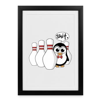 Penguin in the Cone – Shit Moment Shirt - Framed poster (27 × 37 cm) - black - Front