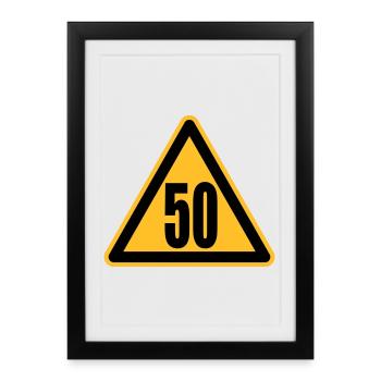 Warning 50 | Achtung 50 - Framed poster (27 × 37 cm) - black - Front
