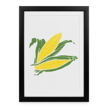 Grain graphic Yellow-green - Framed poster (27 × 37 cm) - black - Front