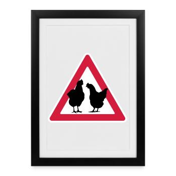 Soirée poule attention poule fête - Affiche encadrée (27 × 37 cm) - noir - Devant