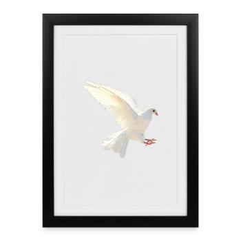 Weiße Tauben, Vögel im Flug - Gerahmtes Poster (27 × 37 cm) - Schwarz - Vorne