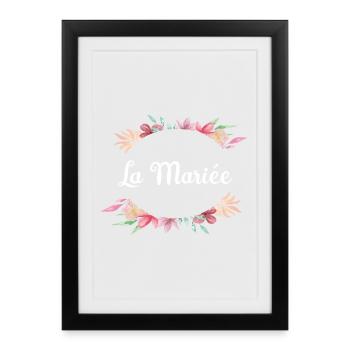 Cadeau Mariée Floral Élégant - Affiche encadrée (27 × 37 cm) - noir - Devant