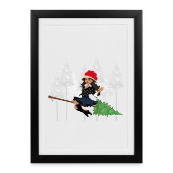 Balai Bollenhut sorcier moderne de la Forêt-Noire - Affiche encadrée (27 × 37 cm) - noir - Devant