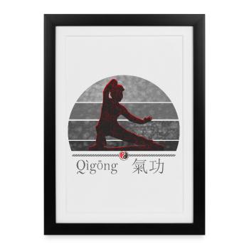 Combattant de Qi Gong - harmonie du corps et de l'esprit - Affiche encadrée (27 × 37 cm) - noir - Devant