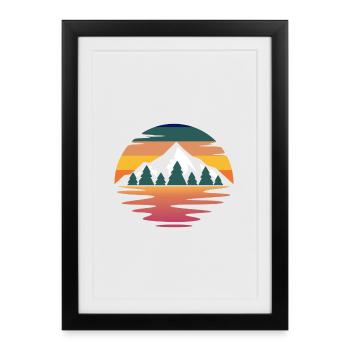 Montagne en couleur - Affiche encadrée (27 × 37 cm) - noir - Devant