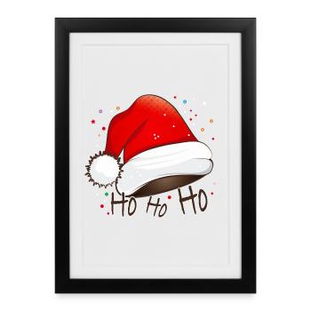 Bonnet de Père Noël pour le Père Noël pour Noël - Affiche encadrée (27 × 37 cm) - noir - Devant