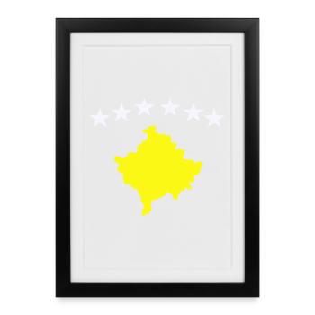 Drapeau du Kosovo - Affiche encadrée (27 × 37 cm) - noir - Devant