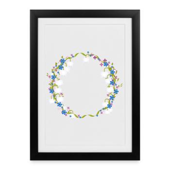 Wreath of lily of the valley, lilac & forget-me-not - Framed poster (27 × 37 cm) - black - Front