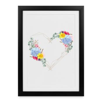 Un cœur au ressort fait de formes géométriques - Affiche encadrée (27 × 37 cm) - noir - Devant