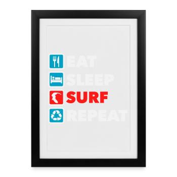 Eat Sleep Surf Repeat - Framed poster (27 × 37 cm) - black - Front