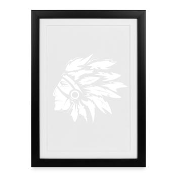 Chef indien Illustration Art graphique - Affiche encadrée (27 × 37 cm) - noir - Devant