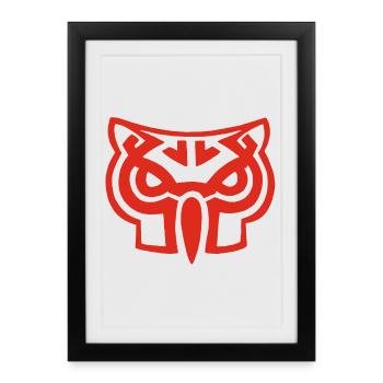 Red owl head - Framed poster (27 × 37 cm) - black - Front