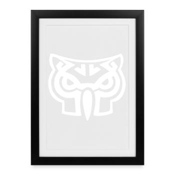 White owl head - Framed poster (27 × 37 cm) - black - Front