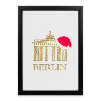 Berlin Christmas Brandenburg Gate - Framed poster (27 × 37 cm) - black - Front