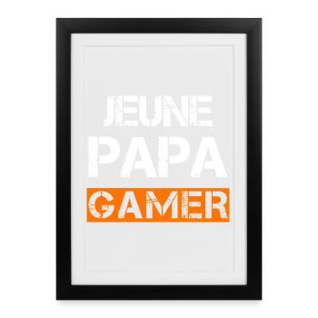 Jeune Papa Gamer - Affiche encadrée (27 × 37 cm) - noir - Devant