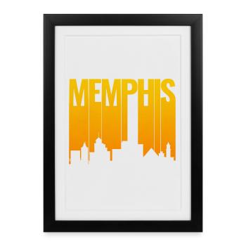 Dégradé d’or de la Skyline de Memphis - Affiche encadrée (27 × 37 cm) - noir - Devant