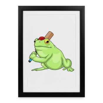 Frog Cricket Cricket Bat - Framed poster (27 × 37 cm) - black - Front