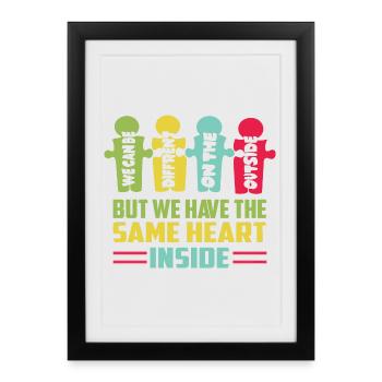 Tout le monde a le même cœur - Affiche encadrée (27 × 37 cm) - noir - Devant