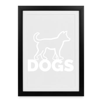 Chien chiens symbole refuge animal amis animaux Berger allemand - Affiche encadrée (27 × 37 cm) - noir - Devant